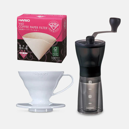 Hario Mini Mill Plus Ceramic & V60 Starter Kit (Size 01)